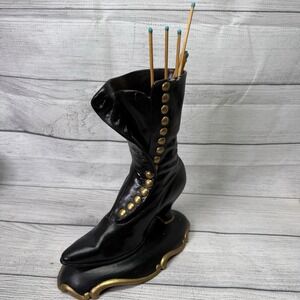 Vintage Ceramic Ladies Victorian Boot - Planter Match Holder 11" Atlantic Mold